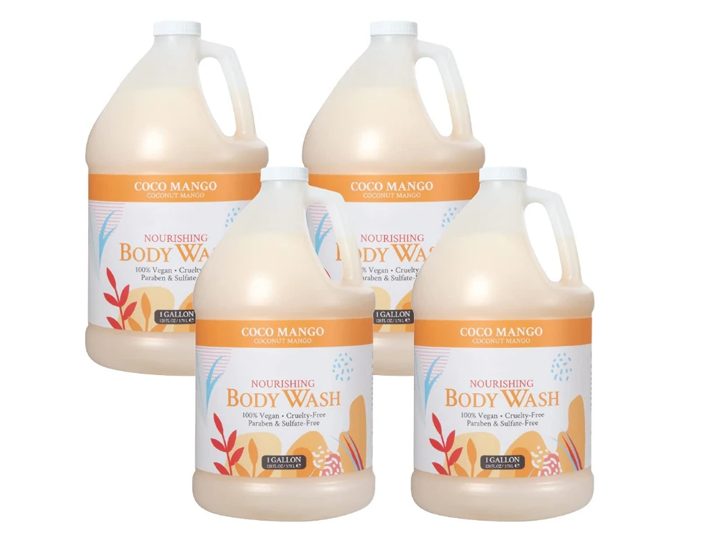 Nourishing Body Wash, Coco Mango, 100% Vegan & Cruelty-Free, Coconut Mango Scent, 1 Gallon Refill 128 Ounce (Pack of 4)