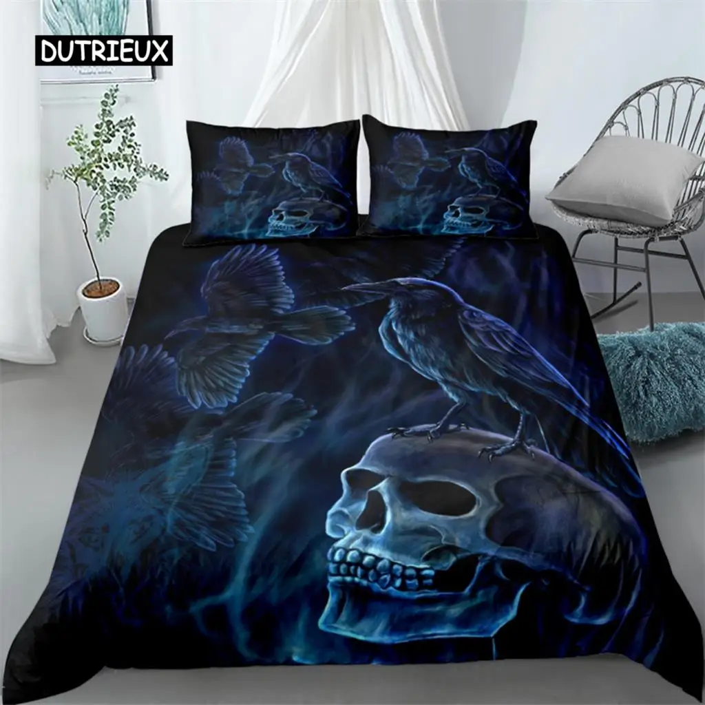 

Hand Painting Crow Skull Bedding Set Single Twin Double Queen King Cal King Size Bed Linen Set