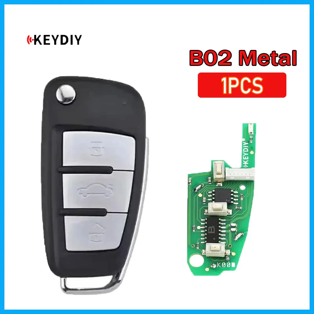 1pcs KEYDIY B02 Metal KD Car Remote Key 3 Buttons B Series for Audi A6L Style Remote Control for KD900 KD900+ URG200 KD-X2 Mini