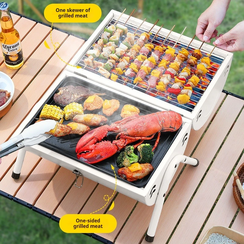 شواية فحم محمولة للشواء، خفيفة - مراجعة Camping Cooking Roll وسعره