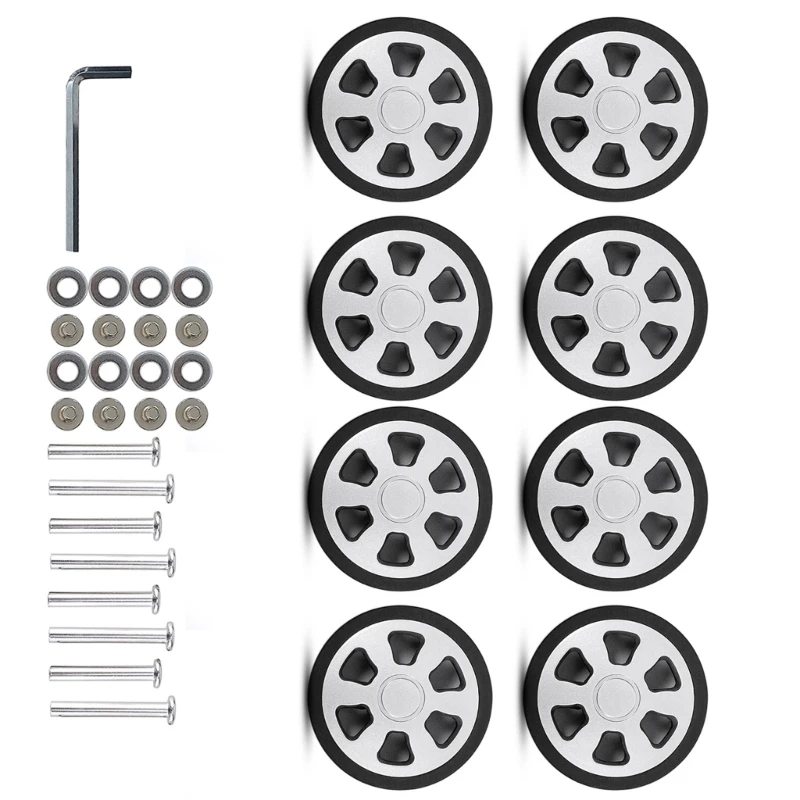 E74B 8Pcs 60x12mm Suitcase Wheels Luggages Double Wheels Swivels Castors Repair Kits Easy to Install for Replacement Luggages