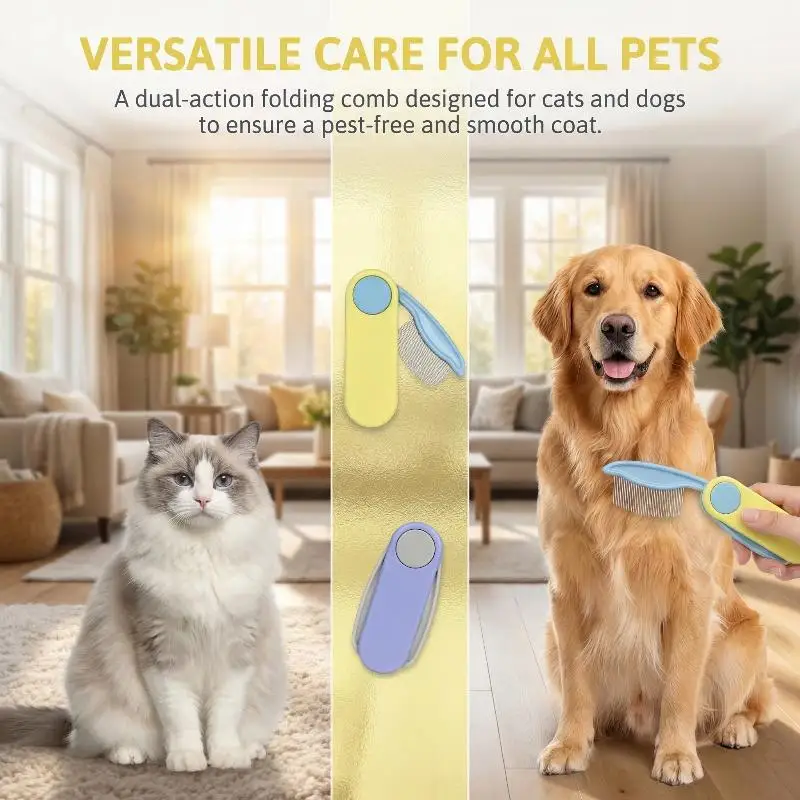 Pet Dog Cat Flea Removal Comb Dense Tooth Straight Row Pet Folding Comb Pet Hair Grooming Combs Pet Dog Cat Grooming Tool - view 3