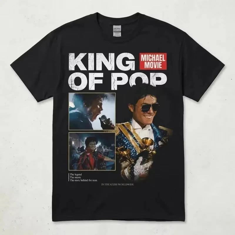 2026 New Unisex Pure Cotton Loose Y2K T-Shirt with Michael Jackson Movie Pattern Print Women And Men T-shirt