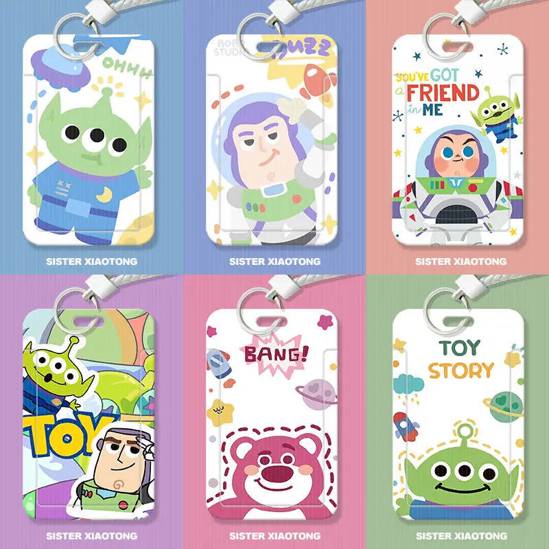 Disney Buzz Lightyear Alien Lotso Cute Cartoon Student Slide Cover Bus Card Meal Card ID Card Protective Cover Anime Peripheral