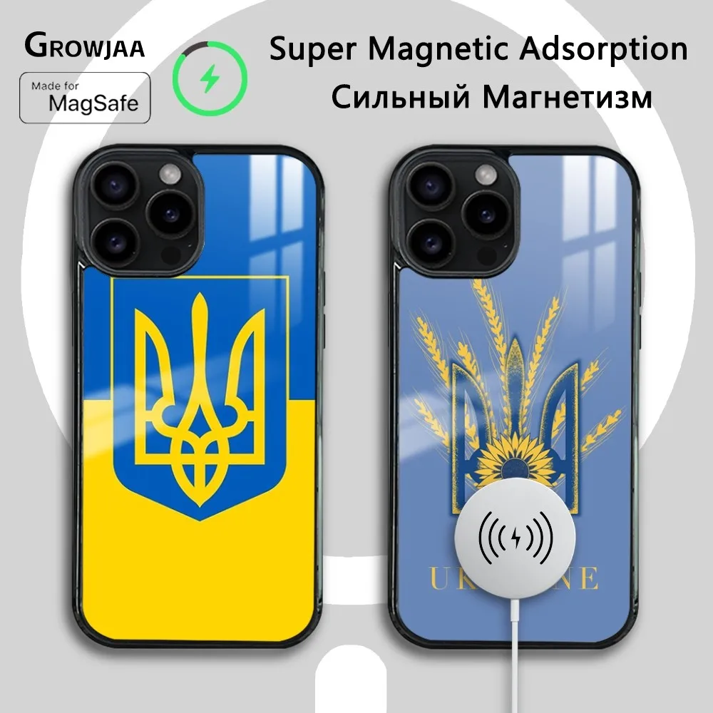 

U-Ukraine Flag Phone Case For iPhone 15 14 13 12 11 Pro Max Plus Mini Mirror Wireless Magnetic Cover