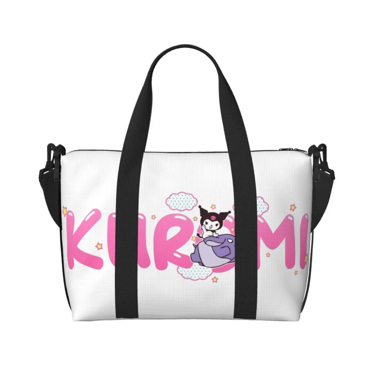 

Custom Cartoon Kuromi Skull Tote Bag Women Large Capacity Cute Rabbit Anime Beach Gym Shoulder Travel Bag