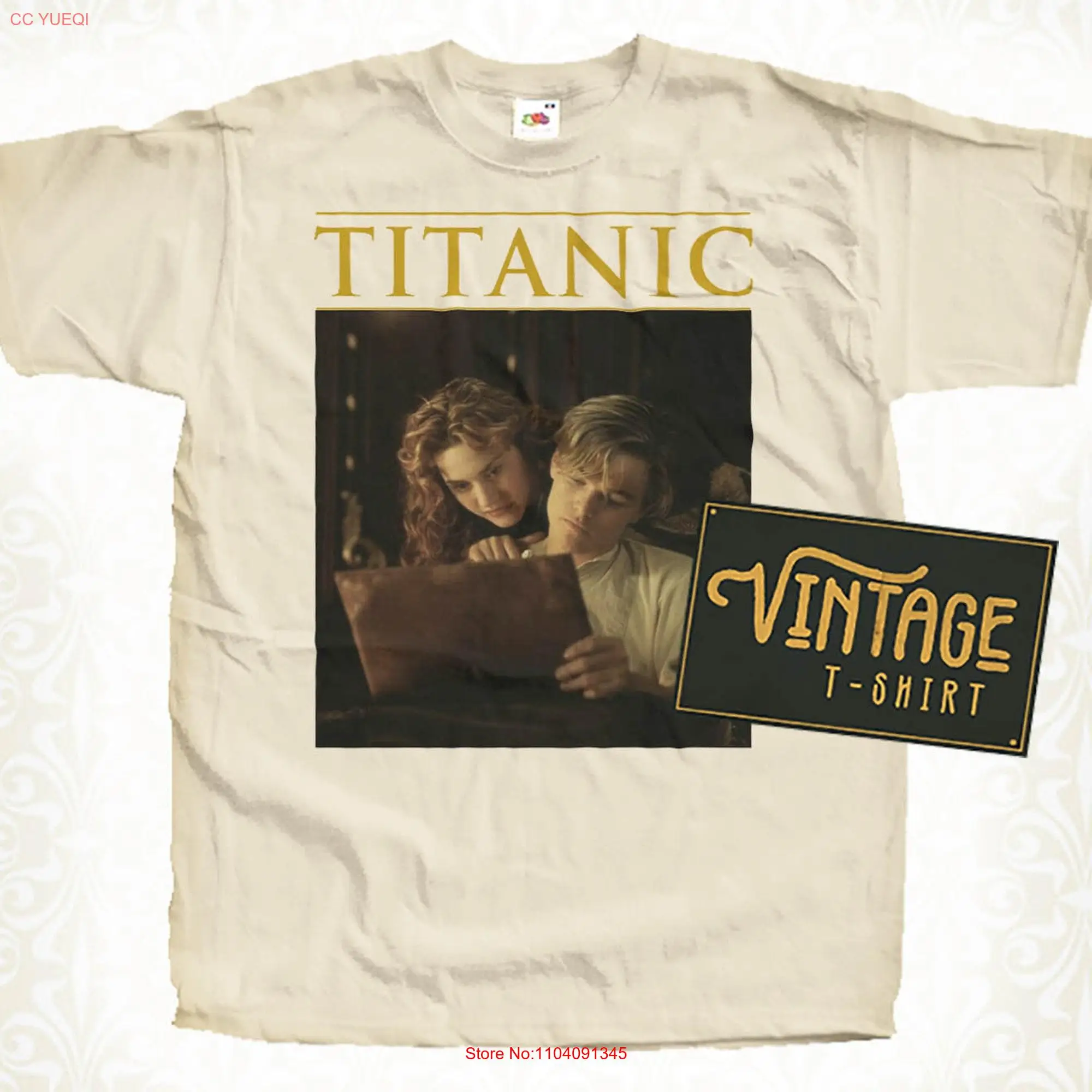 Titanic V3 T Shirt Vintage Natural color Men's DTG Digital Print Sizes S M L XL 2XL 3XL 4XL 5XL long or short sleeves