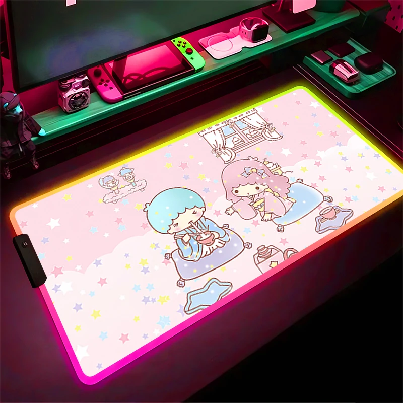 

RGB LED Mouse Pad Laptop Rubber Extended Pad HD Mouse Mat L-little Twin Star Computer Game Mousepad PC Accessories Keyboard Pad