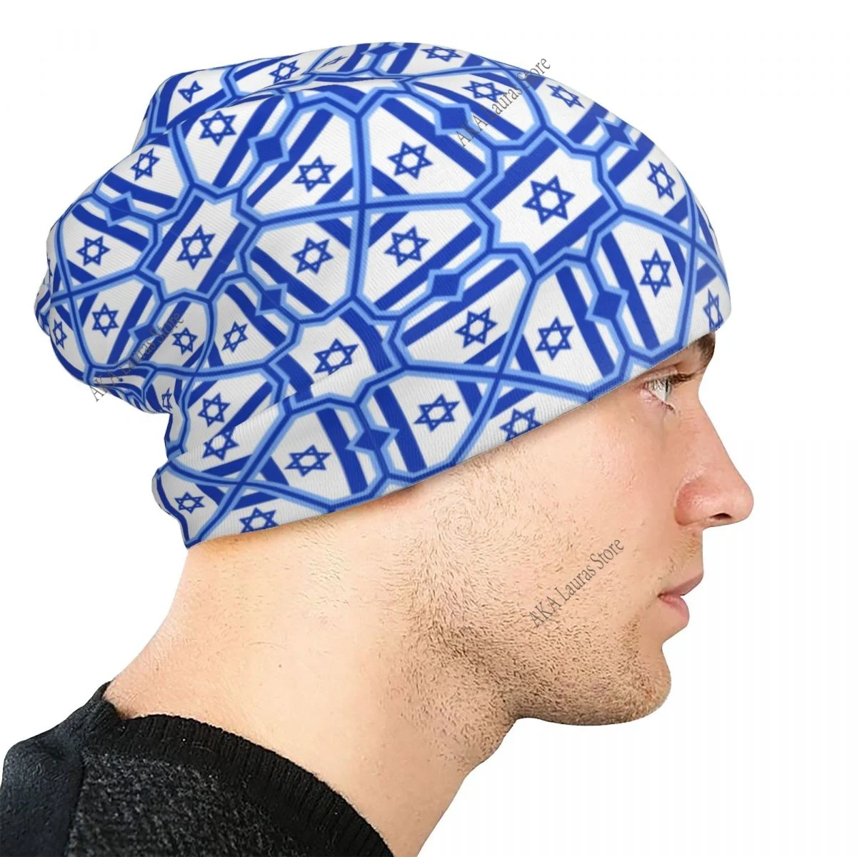 علم إسرائيل للجنسين بونيه الشتاء في الهواء الطلق طبقة مزدوجة قبعات رقيقة للرجال والنساء #5