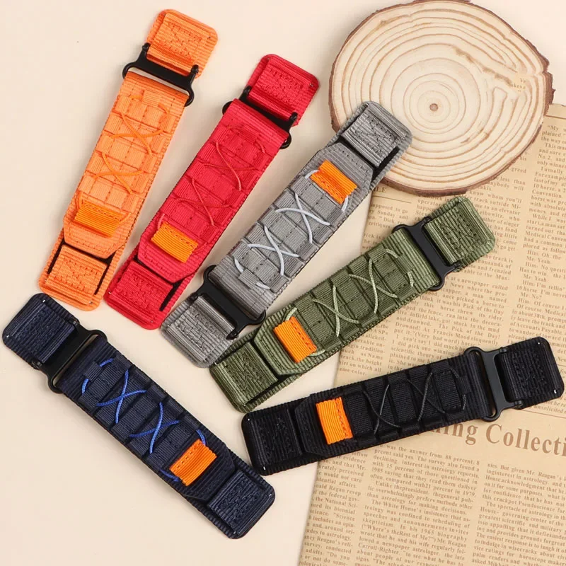 Ремешок нейлоновый спортивный для наручных часов, ТОЛСТЫЙ цветной сменный браслет для мужчин и женщин, аксессуары для часов, 20 мм 22 мм
