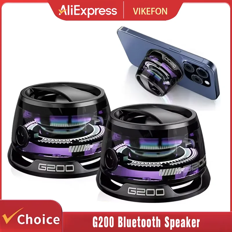 2025 NEW Bluetooth Speaker G200 RGB Lighting Magnetic Speaker BT5.3 Mini Sound Box 7 Hours Playback Phone Holder