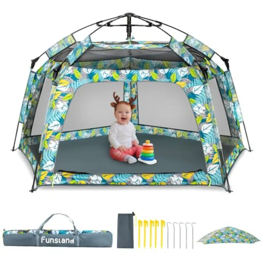 

Baby Playpen Pop-up Tent Outdoor Indoor Play Tent for Beach with Canopy Travel Bag Portable Play Yard for Babies Toddlers Fores