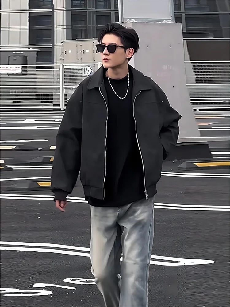 

Мужская кожаная куртка American Sle с хлопковой подкладкой, модная, высококачественная, водонепроницаемая, с воротником, для байкеров, осенняя, Cleanfit