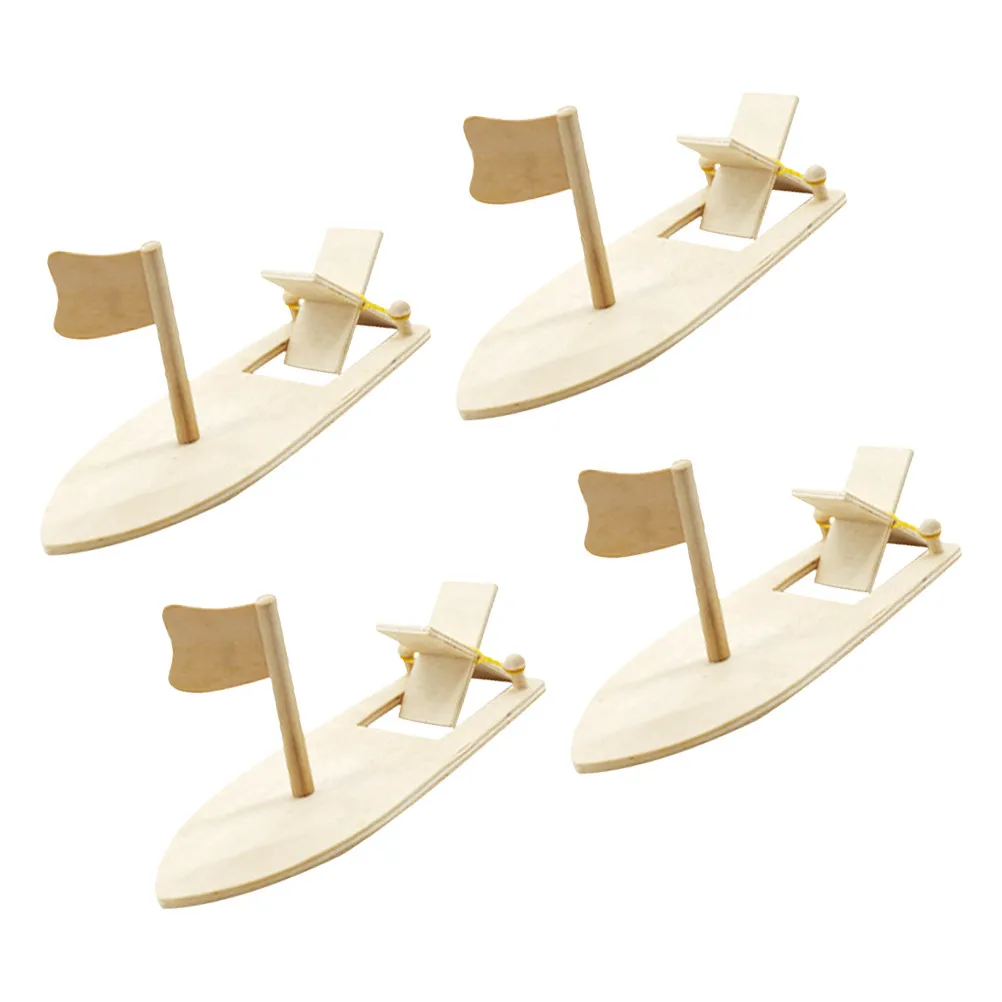 4Pcs DIY Wooden Sailboat Kit Unpainted Blank for Kids Painting Craft Handmade Wooden Boat Decoration Creative Children's
