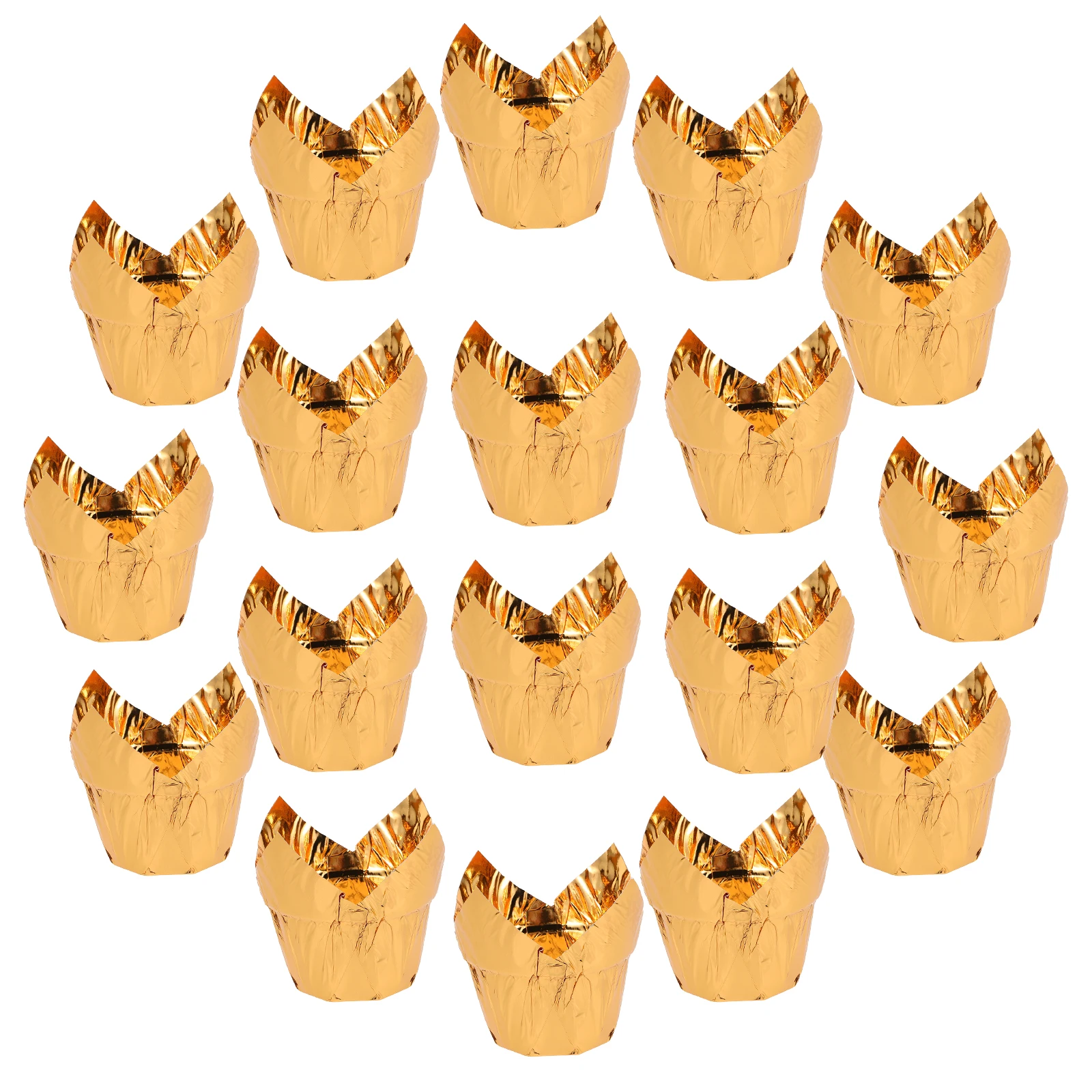50Pcs Tulip Cupcake Liners Aluminum Foil Baking Cups Greaseproof Muffin Wrappers for Elegant Baked Goods Cupcake Wrappers