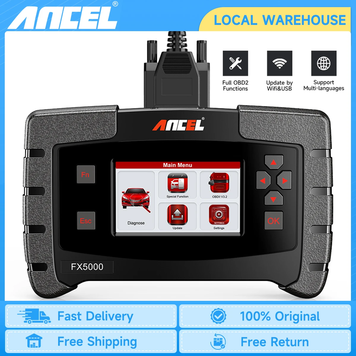 

ANCEL FX5000 OBD2 Scanner Full System ABS EPB Oil Reset Car Code Reader Professional Auto Diagnostic Tool Lifetime Free Update