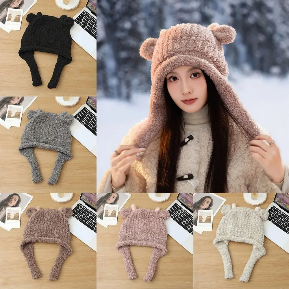 جديد الفراء محبوك غزل قبعة يندبروف سدادات حماية الأذن قبعة الشتاء مرونة الدافئة غطاء للأذنين قبعة في الهواء الطلق