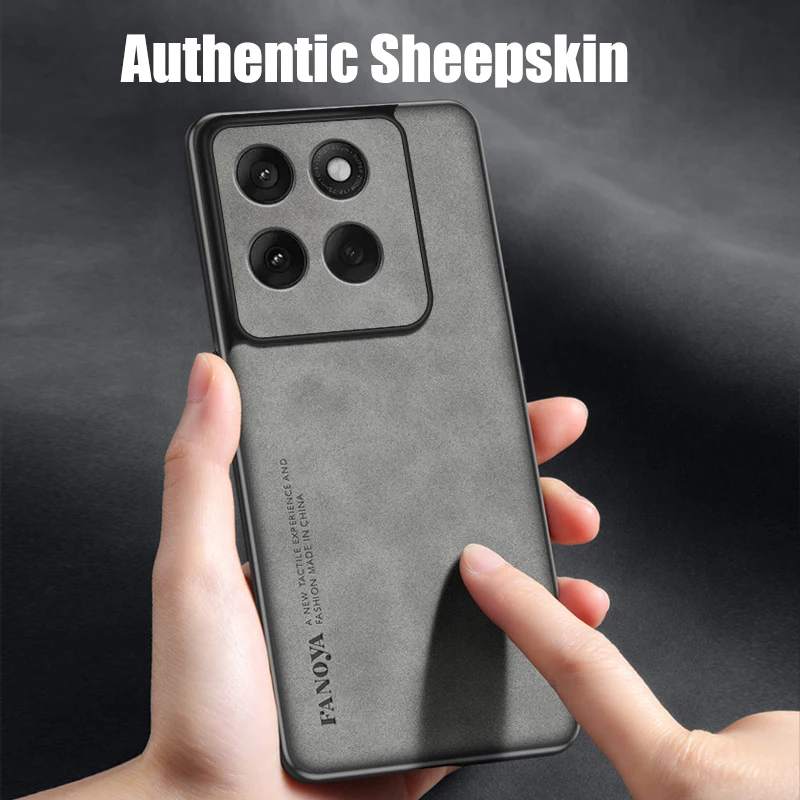 Case for Motorola Edge 60 Pro TPU Soft Frame Sheepskin Leather Back Coque Cover Protect Shockproof