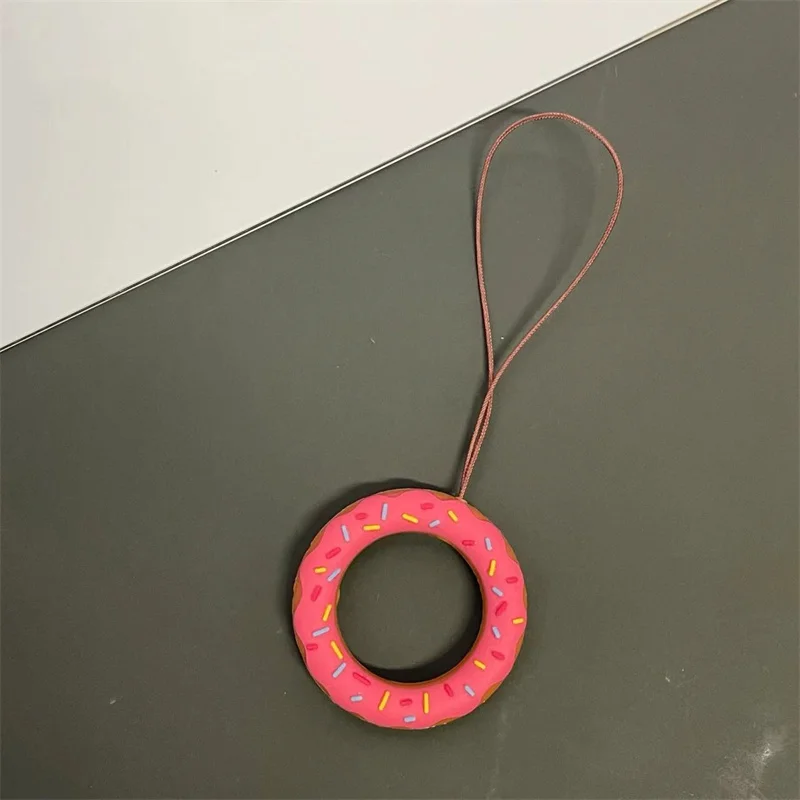 Sweet Donut Mobile Phone Hanging Rope Anti Drop Ring Buckle Silicone Ring Small Hand Rope Short Hanging Ring Decoration