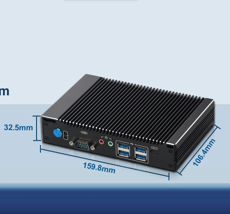 VNOPN  Mini PC 6W Low Power Intel N3160 Quad Core Quad Thread X86 FanlessPC Soft Router 2*1000M Lan Port HD-MI Output Metal Case