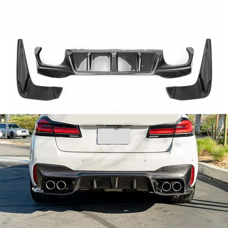 For BMW F90 M5 Competition CS 2017-2023 Dry Carbon Fiber 3D Style Rear Back Lower Bumper Lip Diffuser Side Splitters 51129500602