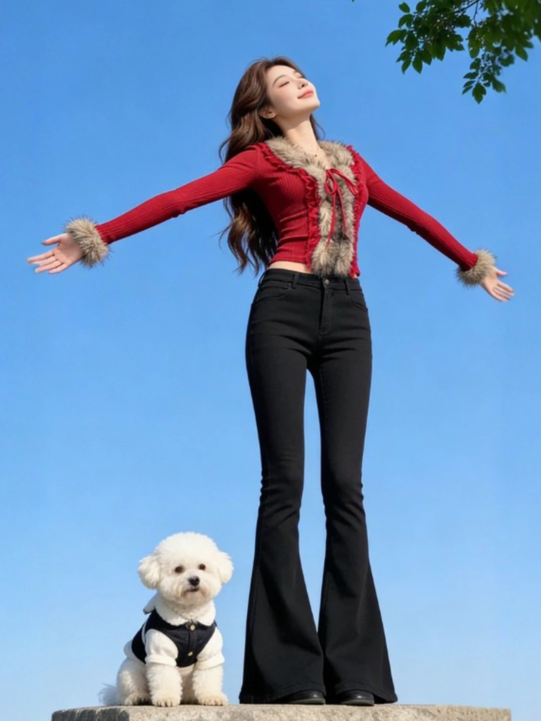 

Красный свитер для похудения, ретро-дизайн, модный уникальный красивый топ, зимний длинный вязаный свитер для женщин, Ci Walk