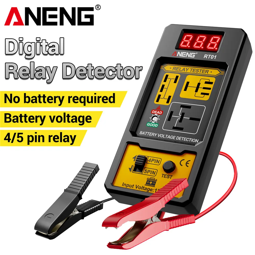 ANENG RT01 Detector de voltaje de batería probador de coche diagnóstico 11-25V voltaje Aermotor reparación 4/5 pies enchufe prueba de análisis de relé también