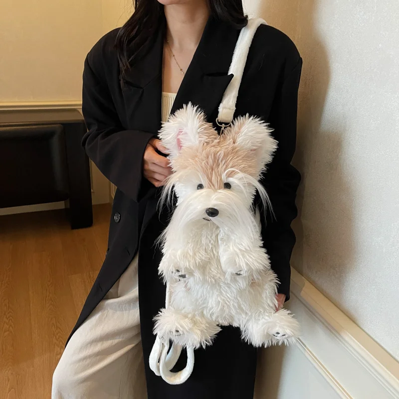 Schnauzer ظهره محشوة ألعاب من نسيج مخملي الحيوان جرو الكلب الحيوانات الأليفة شنطة هدايا دمى لطيف الاطفال المفضلة هدية للفتيات الفتيان لينة Plushies لعبة