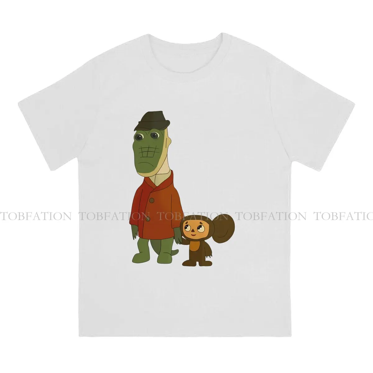 Hold Me Cheburashka T Shirt Vintage Alternative Loose Crewneck TShirt Harajuku Men's Streetwear