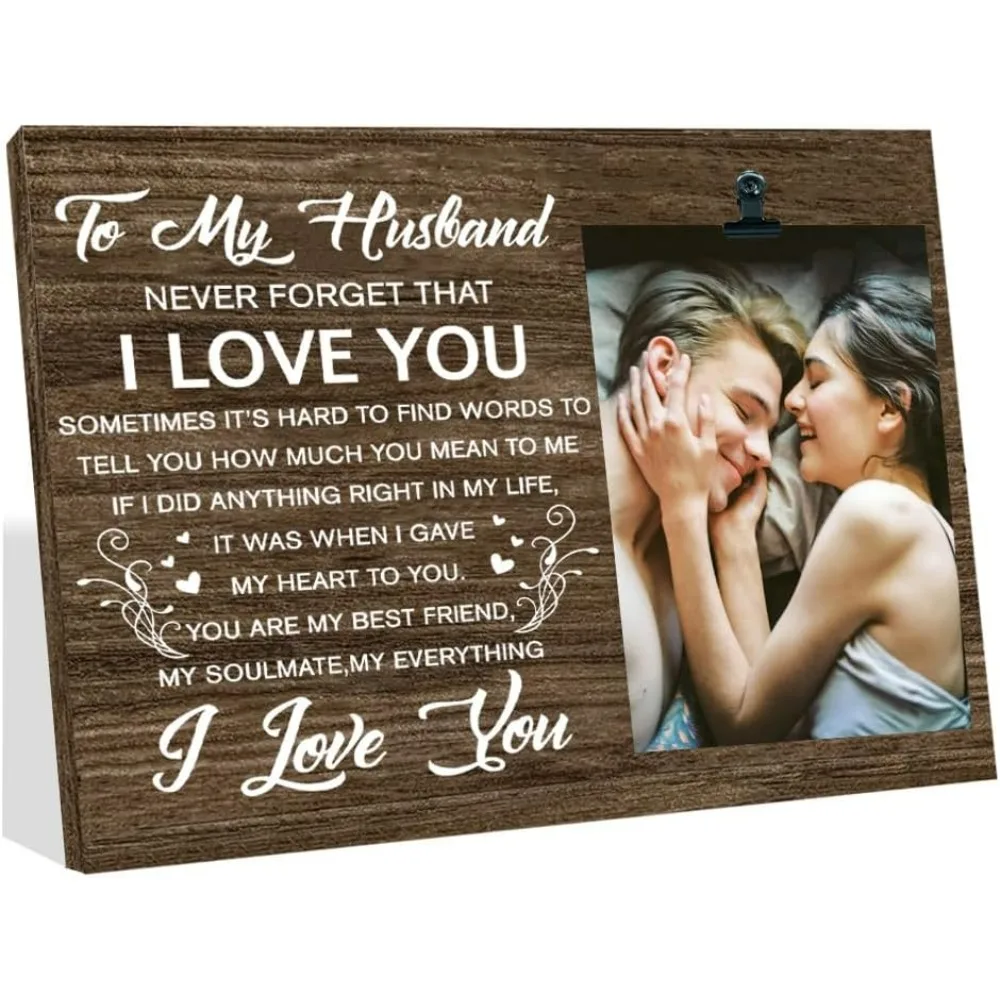 To my Husband Never Forget That I Love You Picture Frame 7.87x9.84 Memorial Gift Photo Frame with Clip Husband Gift Frame from