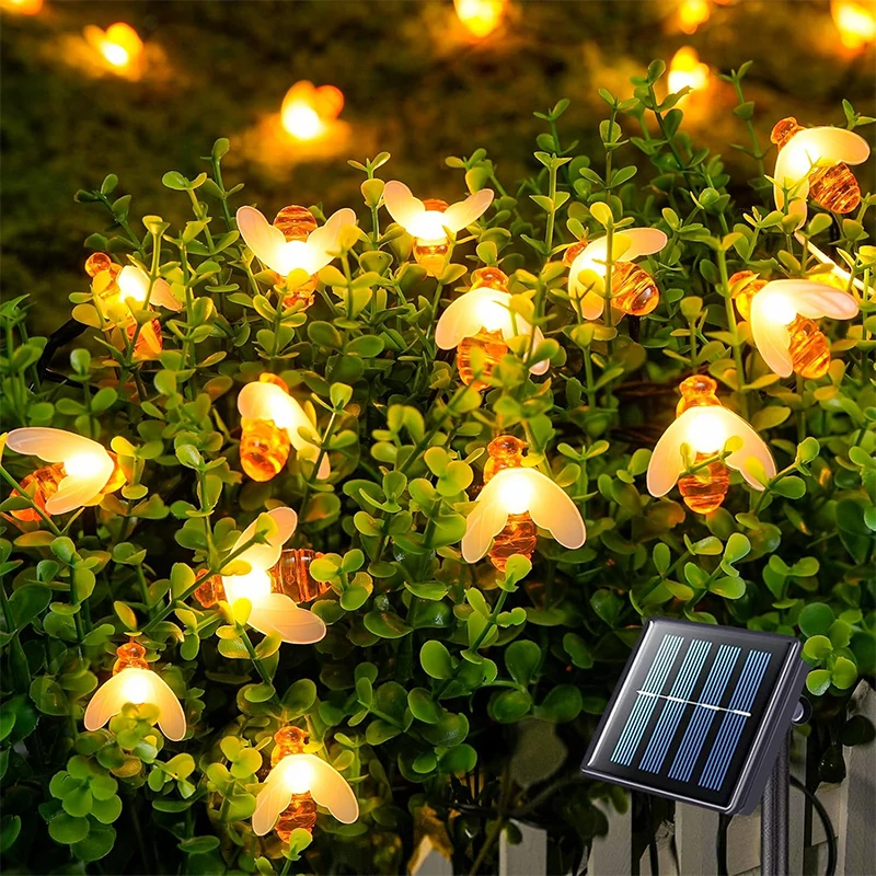 

Solar Bee Light Outdoor Waterproof, Fairy Lights, 8 Modes Twinkle Lamp for Outside Garden Patio Yard Decorations