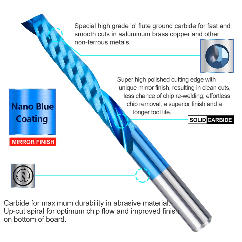 XCAN10pcs Singola Flauto Fresa In Metallo Duro 1/8 ''Gambo O Flauto A Spirale CNC Router Bit Cutter 1/1.5/2/2.5/3.175mm Strumenti di Fresatura del Legno