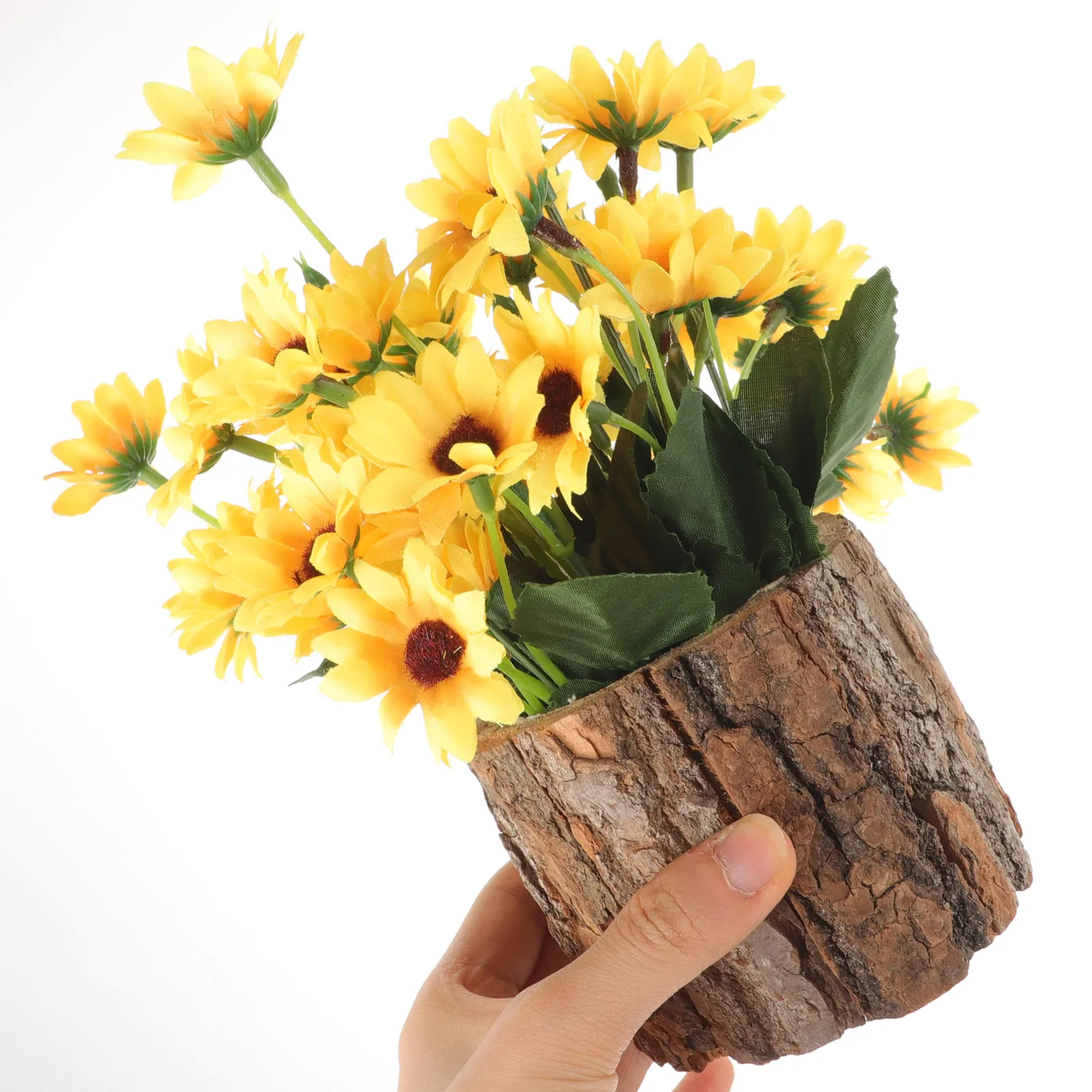 

Wooden Flowerpot Natural Wood Log Planter Creative Bark Container Succulents Holder Garden Yard Desktop Mood Gift