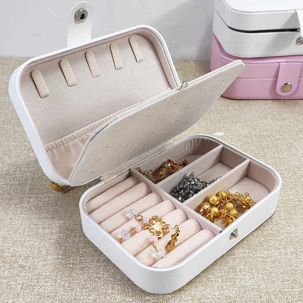 

PU Jewelry Box Portable Large Capacity Travel Organizer Case for Rings Earrings Necklaces Bracelets Women Jewelry