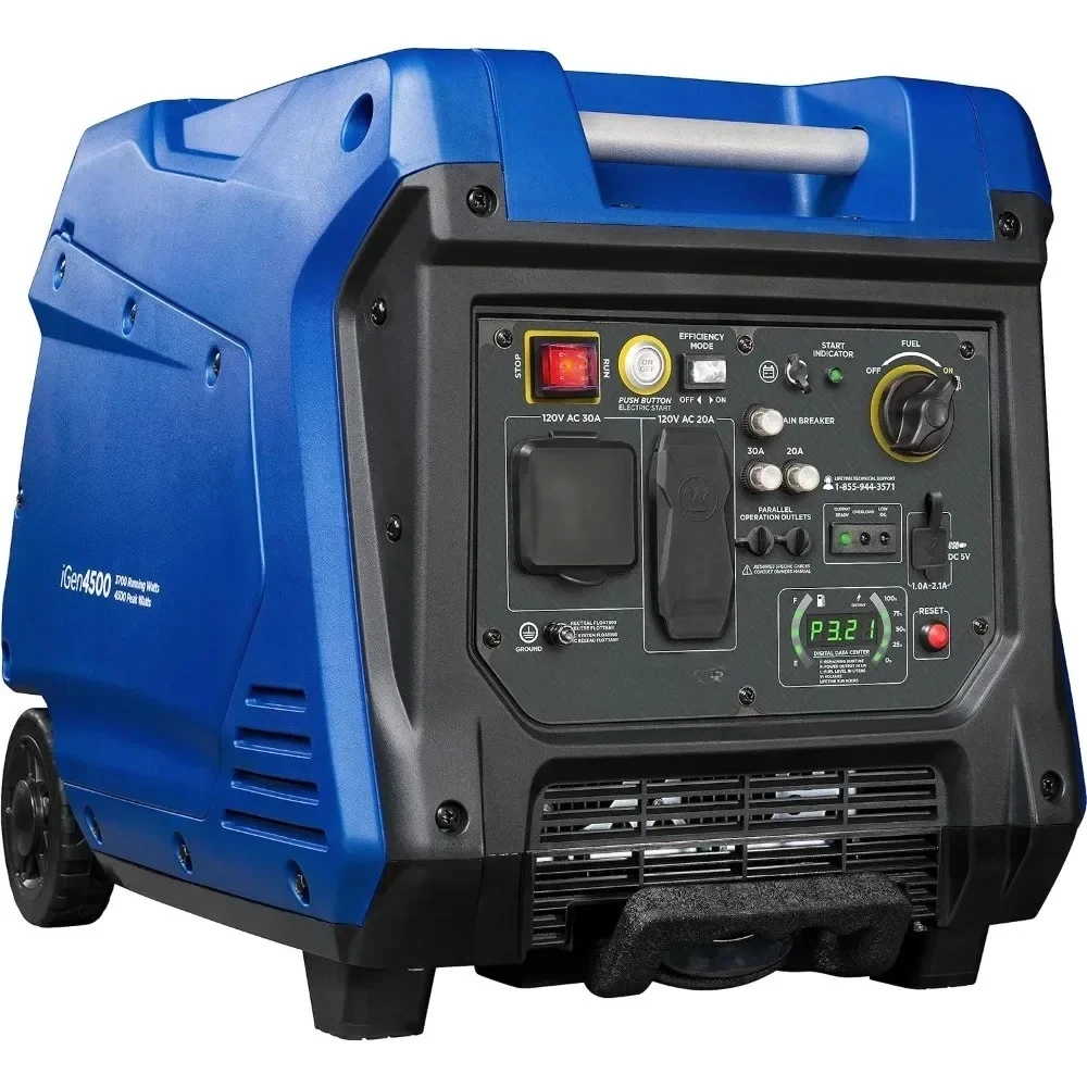 For 4500 Peak Watt Super Quiet Portable Inverter Generator, Remote Electric Start with Wheel & Handle Kit,Auto Choke,
