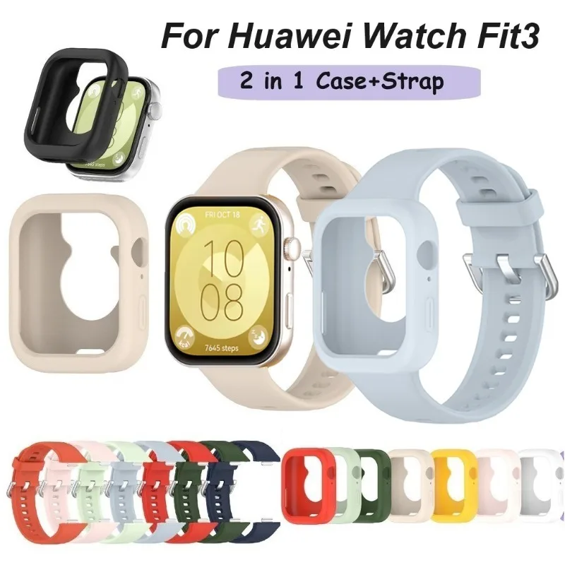 

Для Huawei Fit3: силиконовый ремешок 2-в-1 + чехол, мягкий спортивный ремешок, тонкая защитная пленка для экрана из ТПУ, аксессуары для смарт-часов