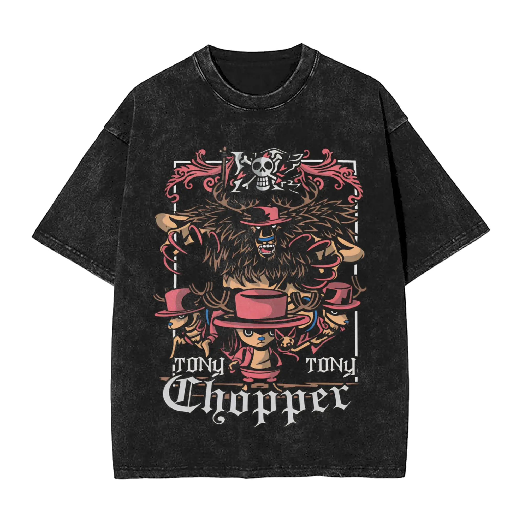 One Piece Anime Tony Tony Chopper Doctor Reindeer Straw Hat Crew Novelty T-Shirts Short Sleeve Tops Summer Oversized Top Tees