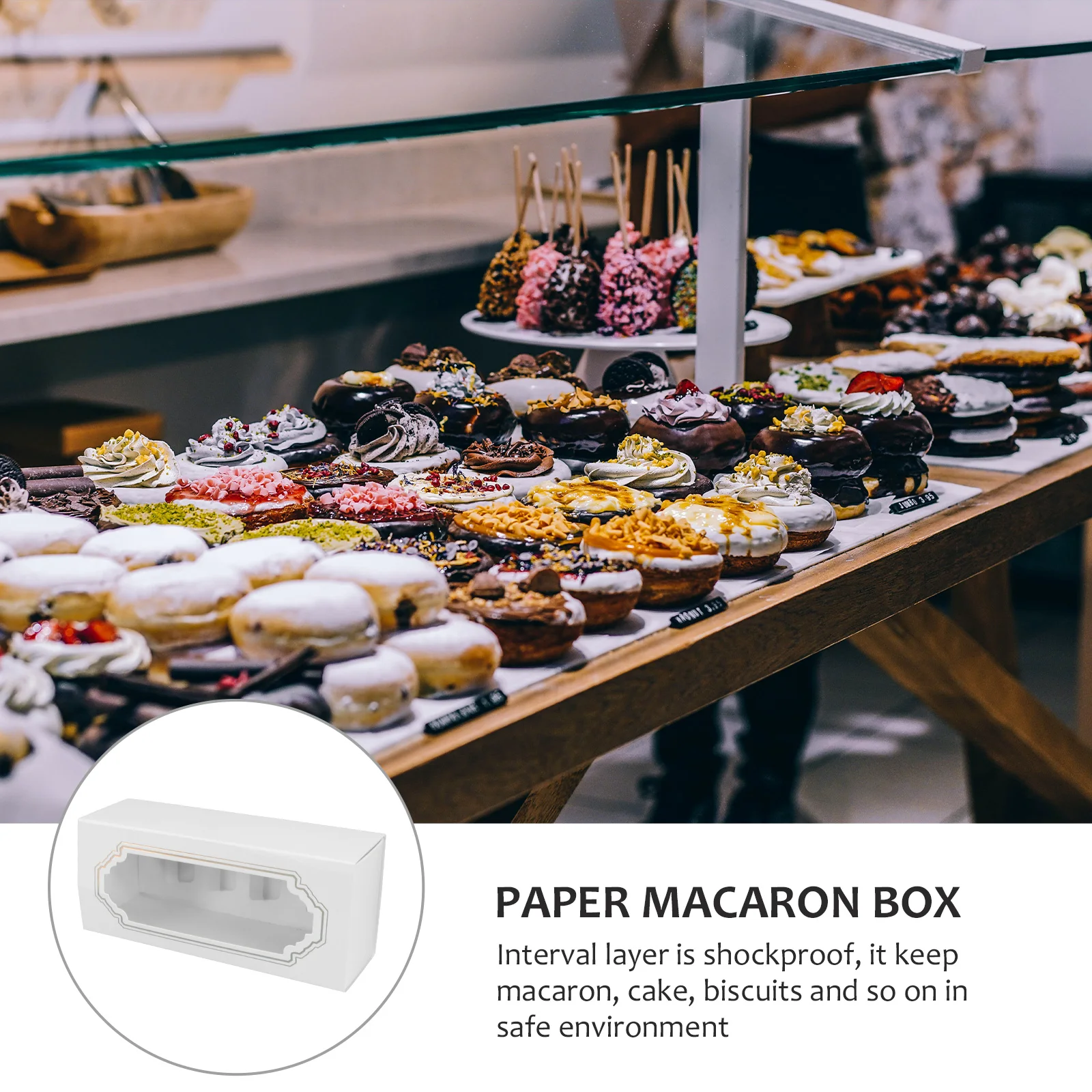 

15 pcs Macaron Boxes Food Grade Paper Windowed Packaging for 5 Macarons Cupcakes Muffins Eco Friendly Healthy Material