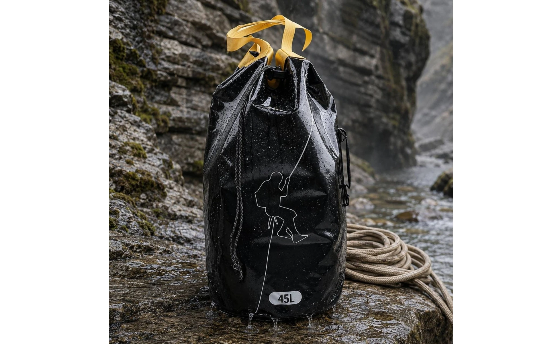 Climbing Rope Backpack Mesh Material Climbing Rope Bag Drain Hole Side Handle for Canyoning