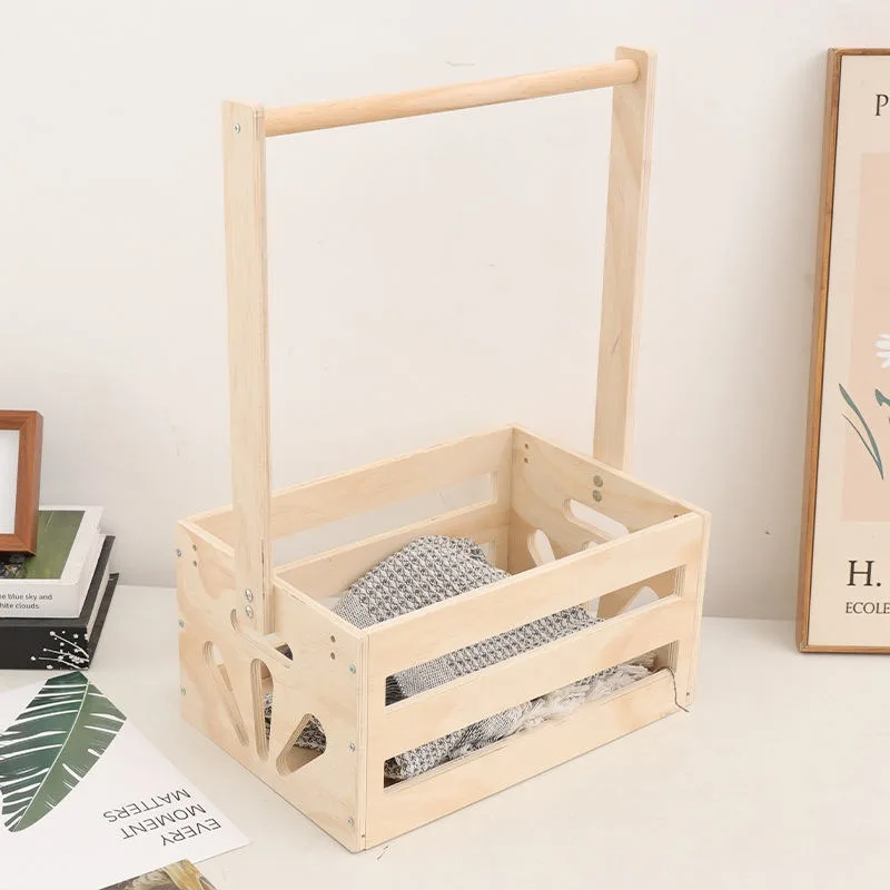

Wooden Baby Shower Crate Closets with Handles Baby Storage Crate Baskets Welcome New Boys and Girls Gift Baskets