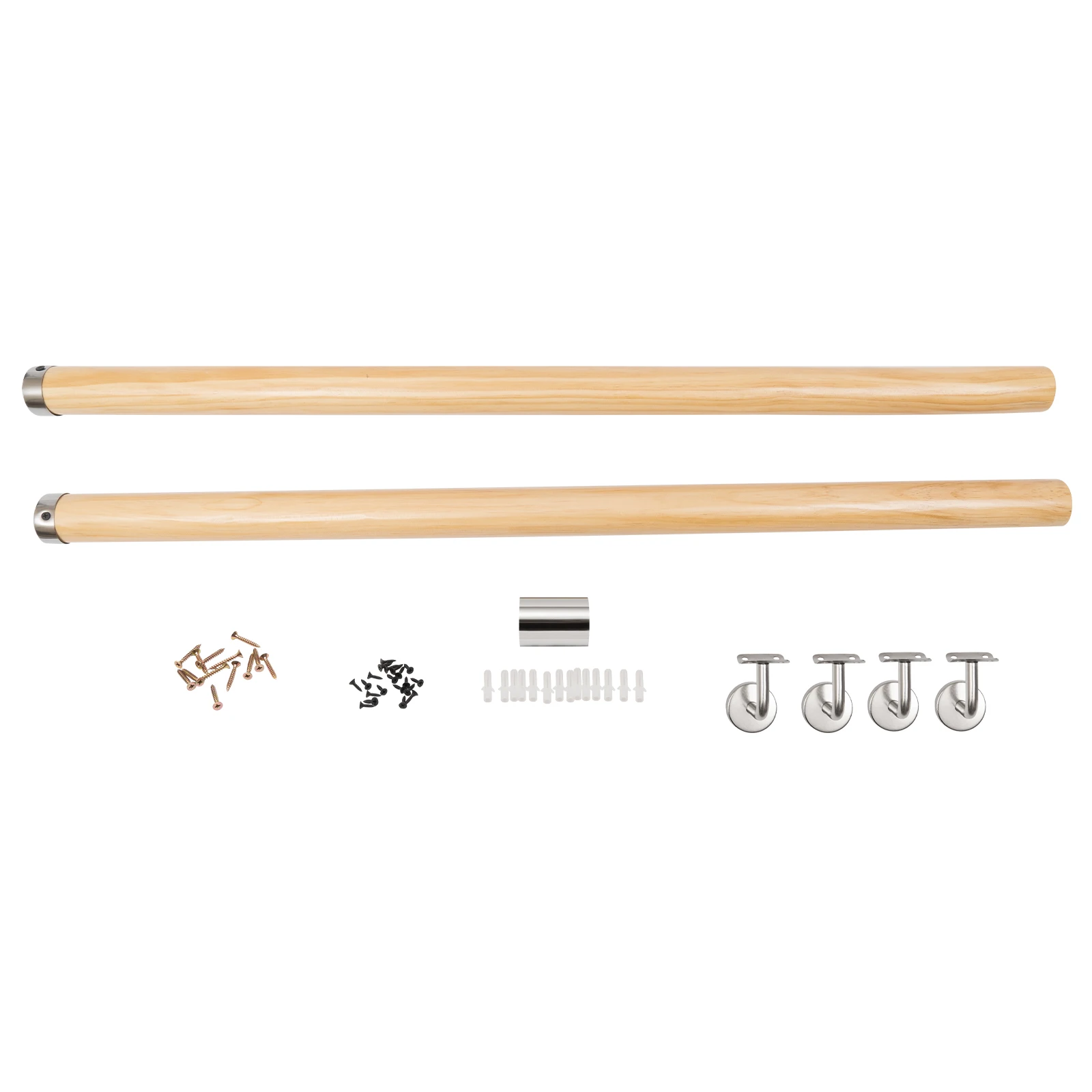 6.6FT Modern Wooden Yellow Color PVC Staircase Handrail with 4pcs Rail Brackets Wall Mount Stair Hand Railing