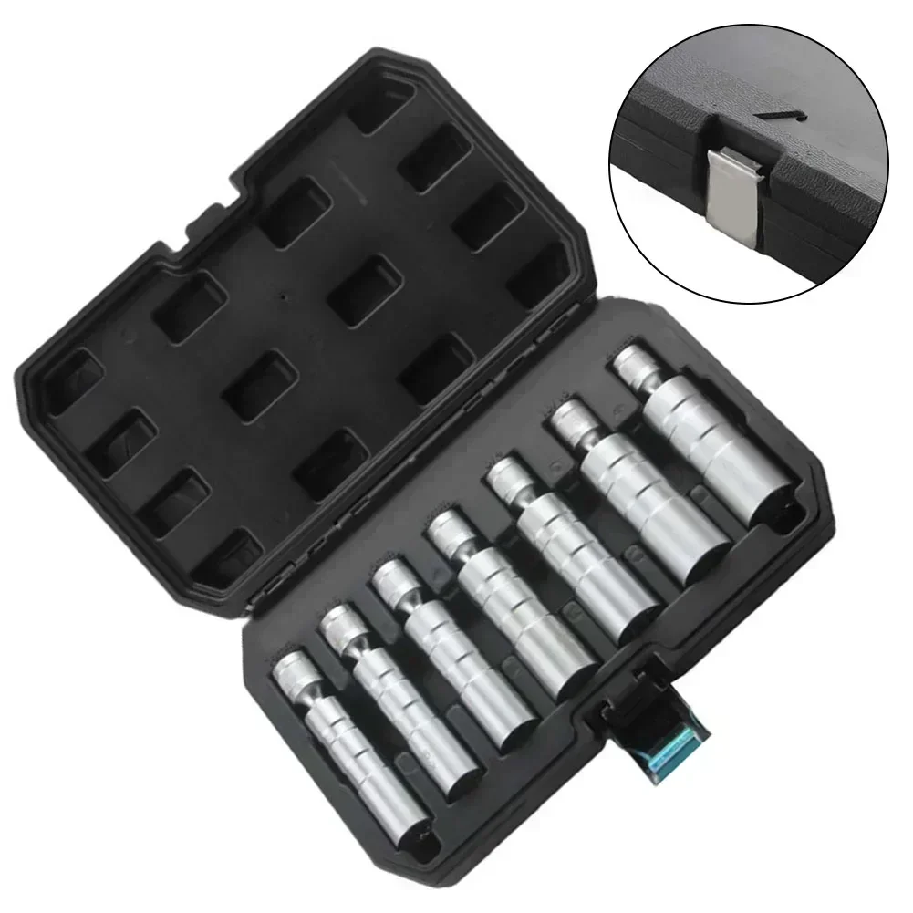 7pcs Spark Socket Set for 3/8 Inch Wrench Magnetic Functionality High Strength Materials Compact and Organized Case