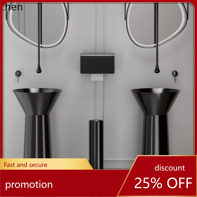 

HT stainless steel column type washbasin hotel bathroom column basin integrated floor type washbasin