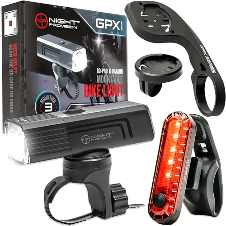 

Новинка 2024 года: Велосипедные фонари GPX-950, совместимые с креплениями Garmin/Go-Pro, перезаряжаемые через USB-C, передний и задний велосипедные фонари для дневного использования или