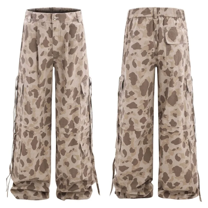 OR FL American Retro Drooping Sensation 100 Cotton Women Camouflage Cargo Trousers Baggy Wide Leg Jazz Dance Pants Women's Y2k