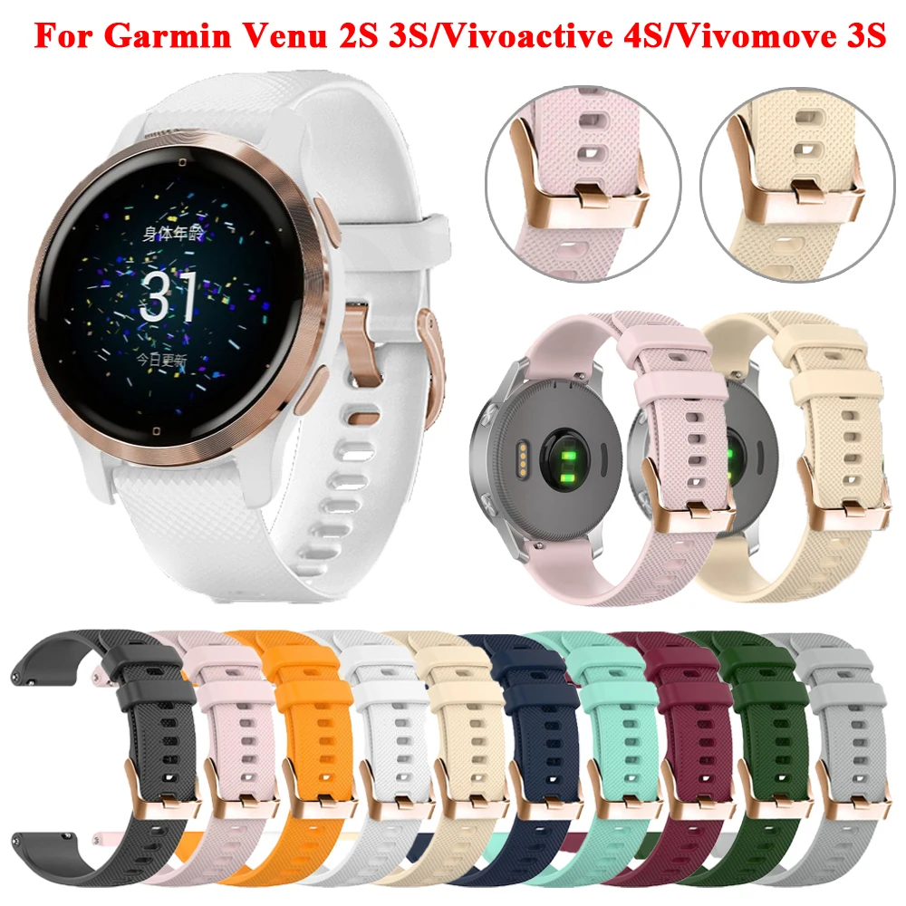 18 มม.สําหรับ Garmin Venu 2S 3S Vivomove 3S Vivoactive 4S Forerunner 255S ซิลิโคนสมาร์ทนาฬิกา