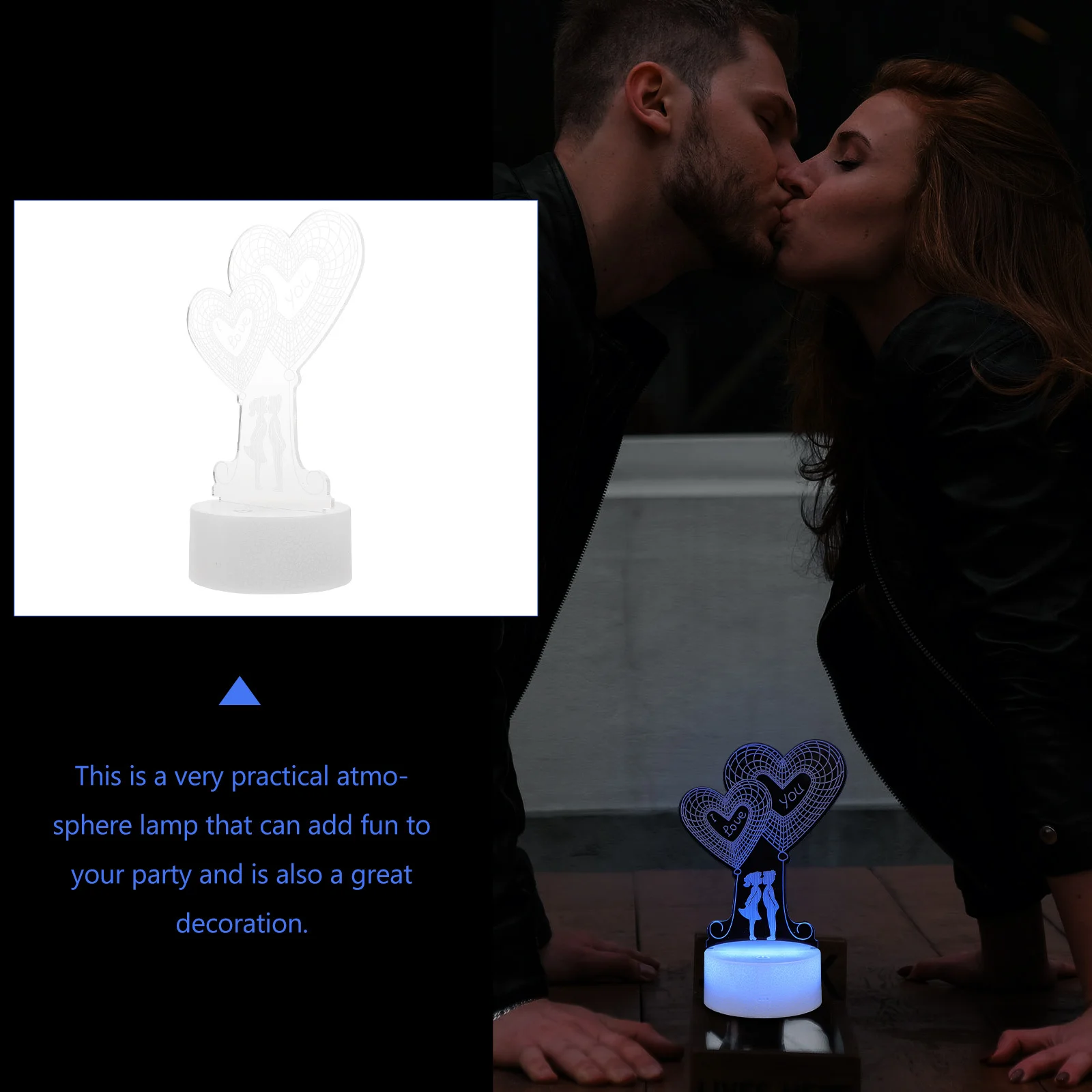 

1Pcs Touch Heart Shape Night Light Romantic Bedroom Bedside Lamp Party Atmosphere Romantic Valentine's Day LED Light
