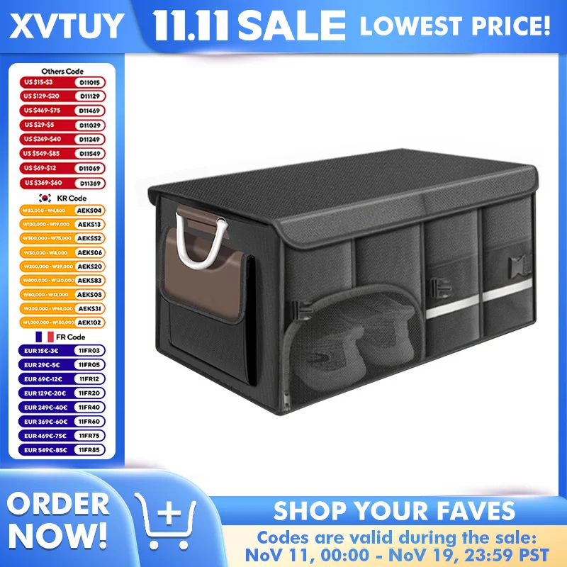 

Органайзер для багажника автомобиля, складной ящик для хранения из ткани Оксфорд, большая вместимость, несколько отделений с ручками, экономящий пространство, автомобильный красочный