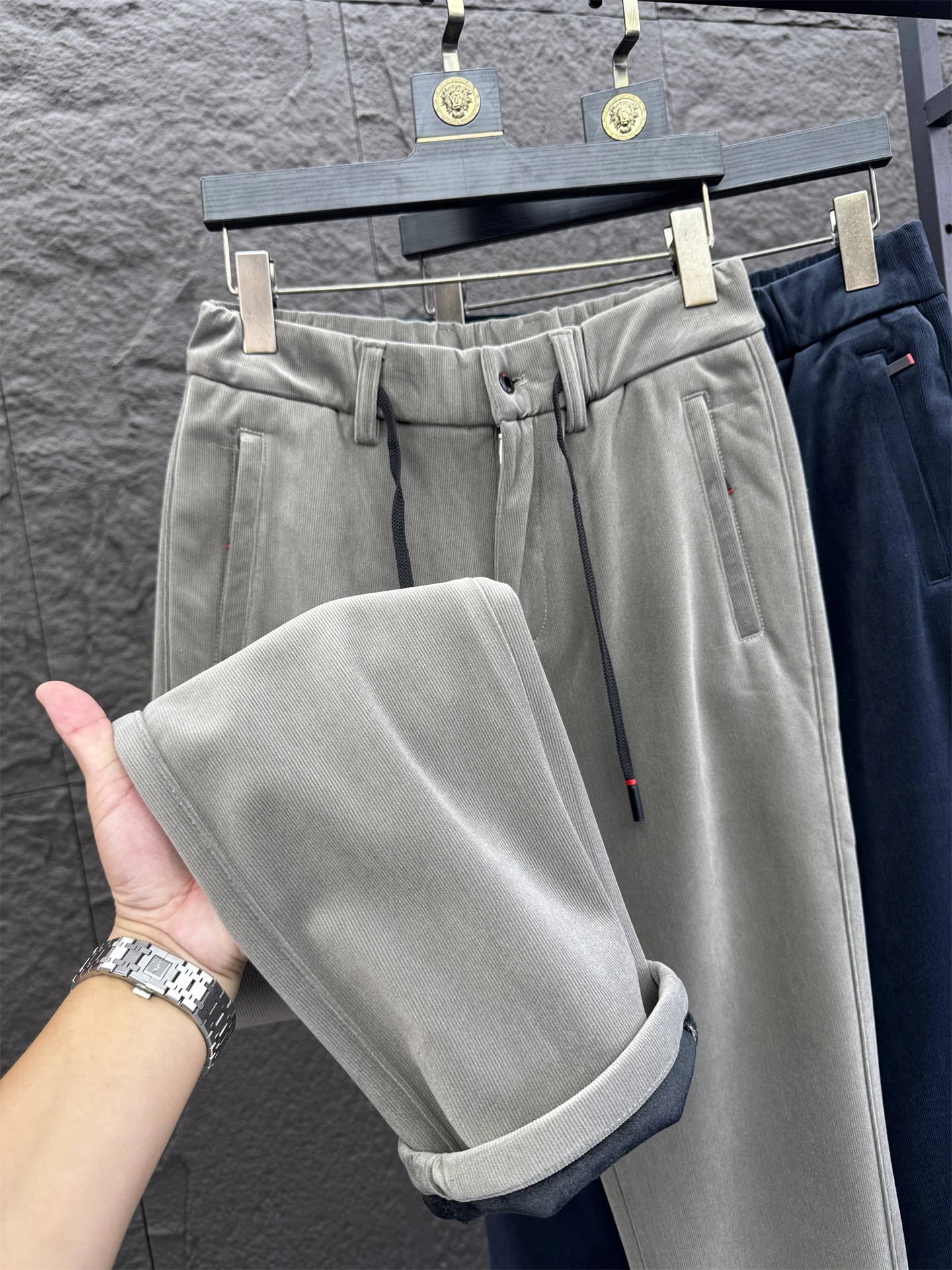 

Men's Fce Lined Slim Fit Straight Leg Casual Pants Thiened Corduroy Comfortable Warm Autumn Winter Trousers