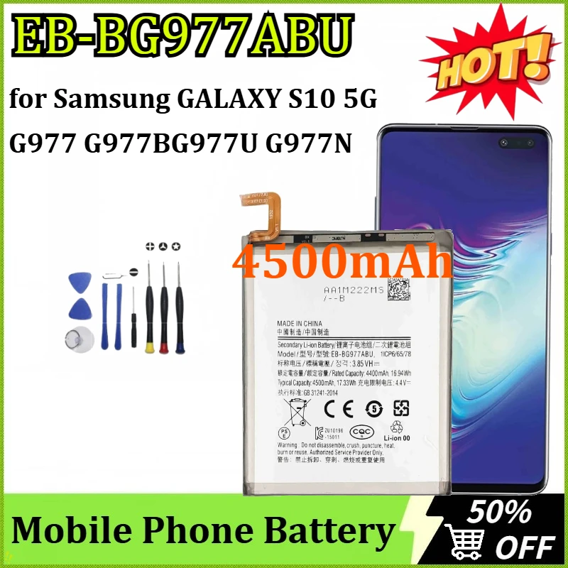 

EB-BG977ABU 3.85V 4500mAh Mobile Phone Battery for Samsung GALAXY S10 5G G977 G977BG977U G977N G9770 S10 X S10X Battery + Too